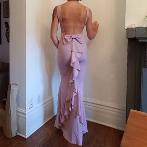 Dusty Rose Mauve High Neck Backless Bridemaid Dress